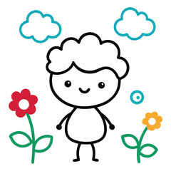 little girl with flowers