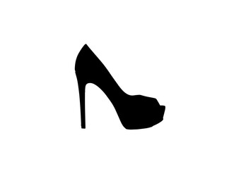 the shoe is black on a white background,