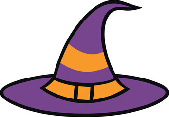 vector illustration of a halloween hat, halloween witch hat doodle