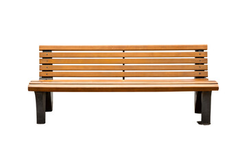 Isolated park bench made of wood with a neutral grey background