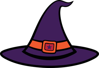 Witch hat for Halloween party cartoon illustration.