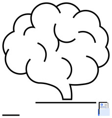 Stylized brain shape with a small document outline nearby signifying knowledge, ideas, learning, and documentation. Ideal for education, research, brainstorming, creativity, innovation strategy
