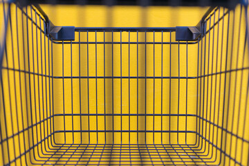 Minimalism style, Shopping cart and yellow wall.