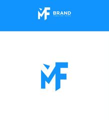 Modern MF Monogram Logo Design, Blue Branding, Creative Identity