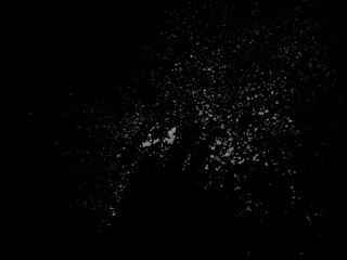 White powder or flour splash isolated on black background freeze stop motion object design. Design element for kitchen, bakery, advertising, Powder sugar explosion or splash png, falling flour, salt.
