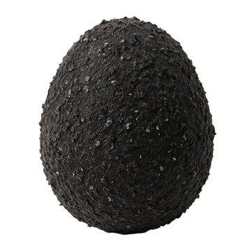 Preserved Egg salted egg: A Chaiya Salted Duck Egg Coated in Clay and Charcoal in white background from Chaiya district, Surat Thani province, Thailand.