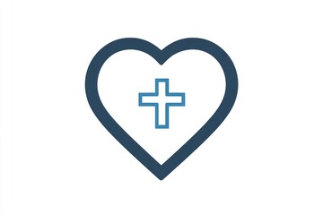 Christian love heart and cross symbol representing faith and belief for use in religious projects