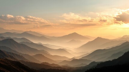 Golden sunrise over majestic peaks, symbolizing resilience and personal growth
