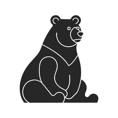 Bear sitting icon vector silhouette illustration isolated on white background