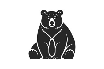Bear sitting icon vector silhouette illustration isolated on white background