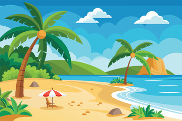 Obraz premium Relaxing Beach Vector Illustration