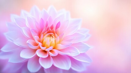 Soft focus of a delicate pink dahlia