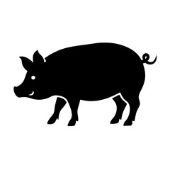 pig icon, pig silhouette vector illustration-simple silhouette illustration of pig, perfect for pig logos and icons