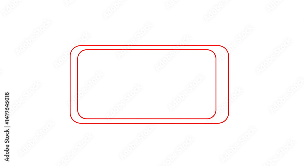 Aufkleber a minimalist rendering of two nested rounded rectangles in red and gray on a black background