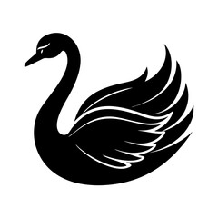 Obraz premium swan icon, swan silhouette vector illustration-simple silhouette illustration of swan, perfect for swan logos and icons