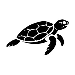 sea turtle icon, sea turtle silhouette vector illustration-simple silhouette illustration of sea turtle, perfect for sea turtle logos and icons