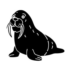 walrus icon, walrus silhouette vector illustration-simple silhouette illustration of walrus, perfect for walrus logos and icons