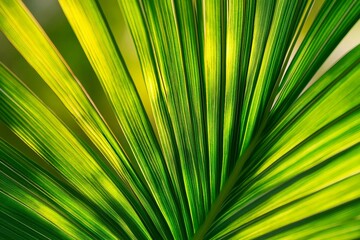 Obraz premium A close up photograph of a green palmetto leaf. stock photo