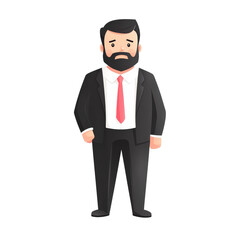 Obraz premium Professional Man with Beard in Suit Looking Serious and Concerned