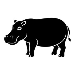 hippo icon, hippo silhouette vector illustration-simple silhouette illustration of hippo, perfect for hippo logos and icons