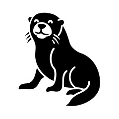 otter icon, otter silhouette vector illustration-simple silhouette illustration of otter, perfect for otter logos and icons