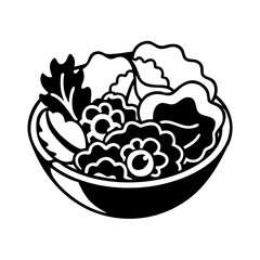 mixed greens salad icon, mixed greens salad silhouette vector illustration-simple silhouette illustration of mixed greens salad, perfect for mixed greens salad logos and icons
