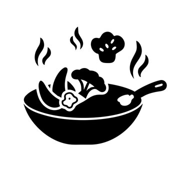 black wok cooking vegetables clip art preview