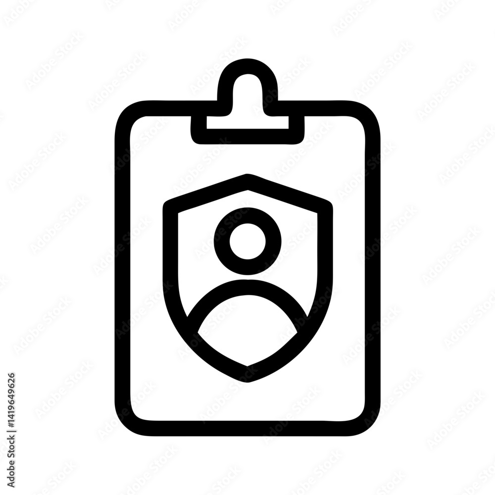 Aufkleber security id card identity protection access control badge identification shield user profile icon