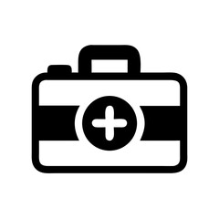 First aid kit medical healthcare emergency box health equipment aid case medicine kit plus icon vector
