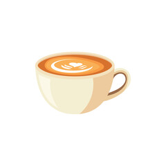 A stylish cream colored coffee cup with heart shaped latte art, perfect for café promotions, breakfast-themed graphics, digital menus, and barista illustrations.