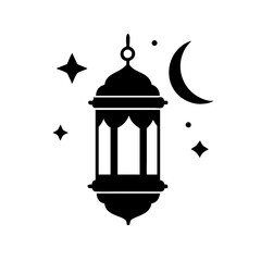 Ramadan kareem lantern with moon and stars vector illustration islamic decoration eid mubarak design
