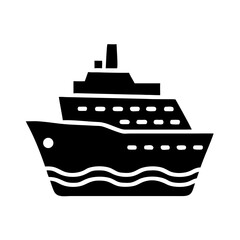 Fototapeta premium Cruise ship vector travel vacation ocean liner boat silhouette transport sea voyage tourism icon design