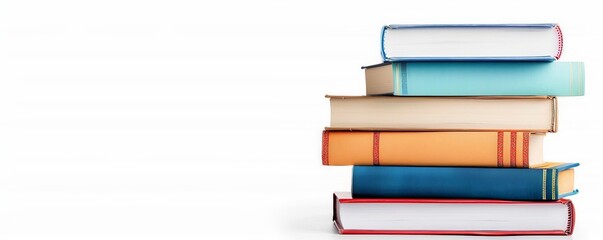 Fototapeta premium A neatly arranged stack of books on a wooden surface showcasing a passion for reading and knowledge in a home setting