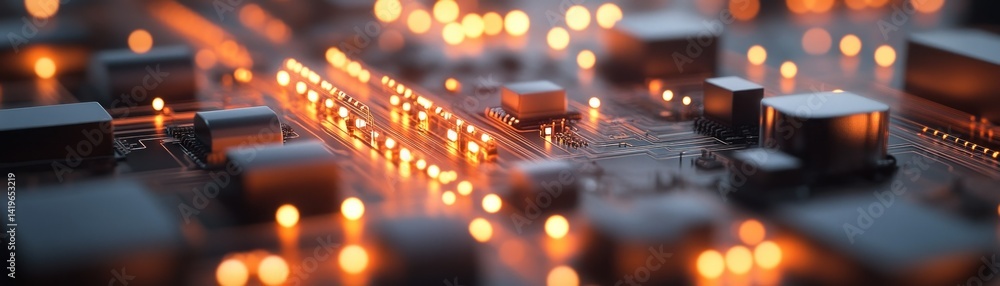 Aufkleber close up view of a printed circuit board with components