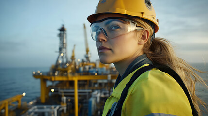 A female offshore worker cleaning and maintaining control equipment. Featuring attention to detail and precision