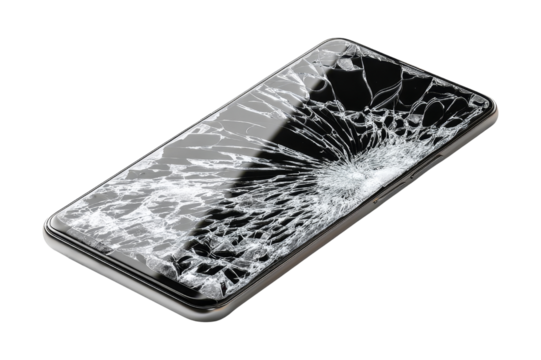 Studio image of broken phone display