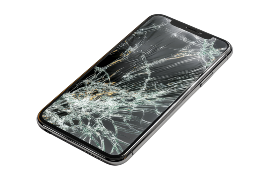 Isolated studio image broken phone