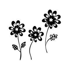 Floral vector art black and white flower illustration blossom design botanical drawing bloom element nature graphic