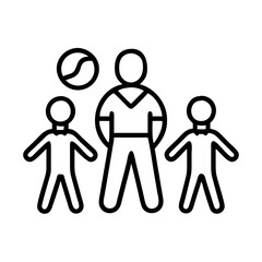 Family fun time vector illustration featuring parent with children and a ball outline icon design