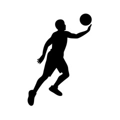 Basketball player silhouette dribbling basketball sport athlete action game motion jump shot