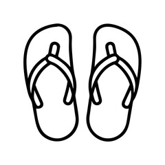 Outline flip flops vector art: summer footwear, beach sandals, vacation shoes, travel gear icon