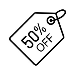 Fifty percent off sale tag vector illustration for promotion discount and special offer design