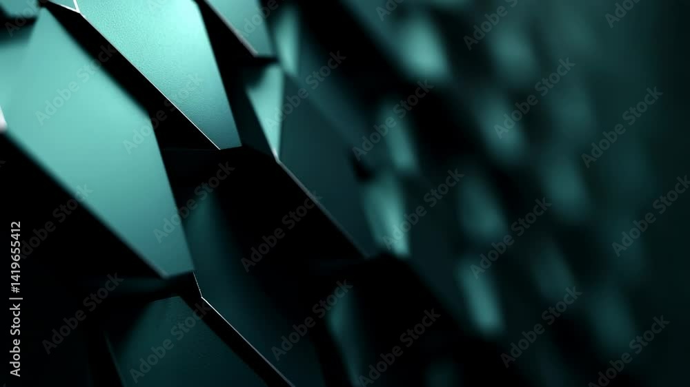 Poster abstract close-up of a textured surface with geometric shapes and a cool color palette, emphasizing 