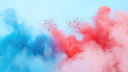 Fototapeta premium Colorful powder explosion, vibrant hues of blue and pink.
