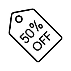 Fifty percent off sale tag vector graphic for promotion advertising and discount offer campaign design