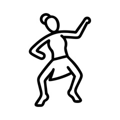 Dancing woman vector illustration, modern dance pose, female dancer outline drawing, active lifestyle