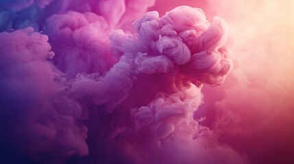 Fototapeta premium Vibrant, abstract ink cloud formations in various shades of pink and purple.