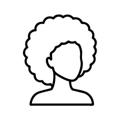 Afro hairstyle woman outline vector illustration for beauty salon logo or fashion design concept 90s