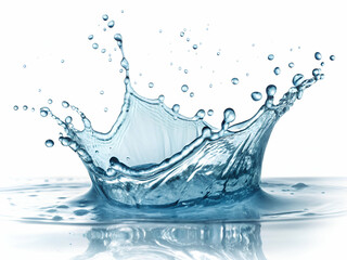 Water Splashing Upward Creates a Crown Shape on White