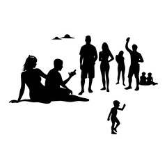 Silhouette people group beach summer vacation holiday travel leisure outdoor activity recreation family fun